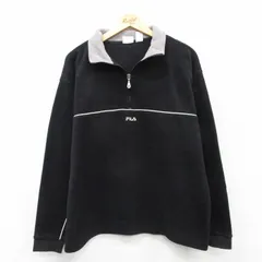 L/古着 フィラ FILA 長袖 ハーフジップ フリース ジャケット メンズ ワンポイントロゴ 黒 ブラック 25sep13 中古 アウター