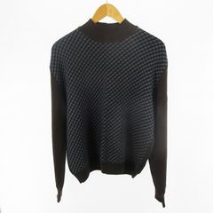 ランバン LANVIN スタジオ STUDIO セーター ニット ハイネック チェック柄 茶 ブラウン ブルー ウール L ヴィンテージ オールドのサムネイル
