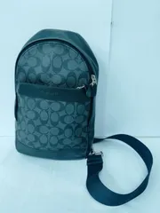 COACH クロスボディバッグ 黒 シグネチャ柄 PVC レザー メンズ コーチ ショルダー