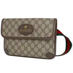 グッチ GUCCI GG柄 ウエストバッグ ウエストポーチ ネオヴィンテージ GGスプリーム シェリーライン ウェブ ボディバッグ コーティングキャンバス ブラウン 493930 レディース 【中古】のサムネイル