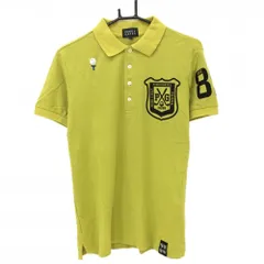 【美品】パーリーゲイツ 半袖ポロシャツ ライムグリーン×黒 襟裏ボーダー 胸ロゴ メンズ 4(M) ゴルフウェア PEARLY GATES