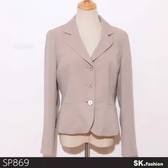 美品 HANAE MORI ハナエモリ ジャケット・アウター テーラードジャケット 長袖 シングルボタン 通勤用 　ベージュ　 【SP869-00】 送料無料　古着　レディース