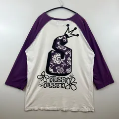 STUSSY 00s old hibiscus raglan Tee L ステューシー オールド ハイビスカス クラウン 7部丈 ラグラン ロンT プリント ストリート