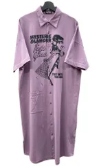 ヒステリックグラマー HYSTERIC GLAMOUR NIGHT GAMES ロングワンピース シャツ オーバーサイズ ヒスガール 日本製 PURPLE 紫 01211CO12 ワンピース プリント パープル フリーサイズ 104LT-200