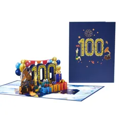 【最短発送】Ants Magic 100周年記念ポップアップカード、バースデーカード、結婚100周年記念カード、3Dグリーティングカード、100歳のバースデーカード、おめでとうカード