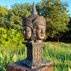 ガーデンオブジェ ヴィンテージ 仏像 四面瞑想仏 インド タイ風デザイン 頑丈な台座 室内 屋外 ホーム 寺院装飾 瞑想空間 スピリチュアルデコレーション 耐久性レジン素材 ブロンズ調 禅空間 文化装飾用 仏彫刻 エレガント 3D四面仏像 大型仏像