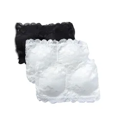 特価 [LOVHU JIMA] チューブトップ ブラトップ カップ付きキャミソール 紐なしブラ チラ見え防止 花柄総レース オフショルダー インナー 黒 白 ナイトブラ ブラジャー ノンワイヤー 下着 レディース タンクトップ シンプル 部屋着