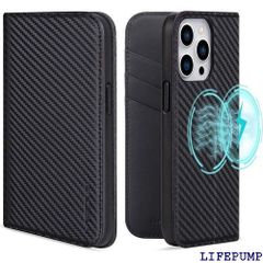 VISOUL iphone15Pro ケース 手帳型 本革 MagSafe対応 スマホケース レザーケース 手帳型ケース アイフォン15Pro ケース カード収納 携帯ケース 全面保護 ワイヤレス充電対応マグネット 柔軟なTPU素材 マグ ．ブラック 1633