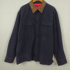 90s J.CREW ジェイクルー ワークジャケット 長袖 コーデュロイ襟 ネイビー Lサイズ メンズ 古着 アメカジ シティーボーイ