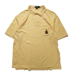 90's USA製 ポロラルフローレン クッキークレスト刺繍 鹿の子 ポロシャツ 半袖 (XXL) 黄色 コットン 90年代 アメリカ製 旧タグ オールド　アメリカ古着 USED  ビンテージ ヴィンテージ