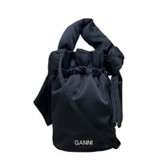 新品 Ganni OCCASION メタル ロゴ ナイロン バケットバッグ ガニー