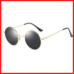 【特価】[Glasses Trust] 偏光 丸型 サングラス 丸サングラス ラウンド ファッション丸メガネ UVカット 軽量