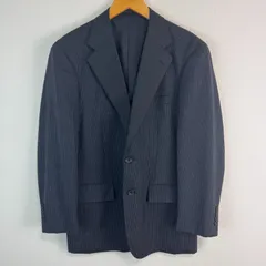 CHAPS チャップス テーラードジャケット ウールジャケット ストライプ 総柄 ブラック メンズ 古着　ストライプジャケットのサムネイル