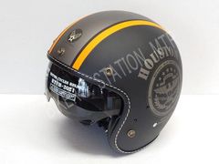 送料込！ HOUSTON ヒューストン HTVH-2021 インナーバイザージェットヘルメット ブラックガンメタルオレンジ フリーサイズ パイロットジェットヘルメット