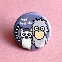 『ハシビロコウのくっくとワオキツネザルのジジさん缶バッジ🐦🐒』