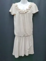 ◇ ef-de エフデ フリル フレンチスリーブ 膝丈 ワンピース サイズ7 ピンク系 レディース P  【1407100035038】