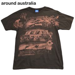 around australia オーストラリア 風景 動物 アニマル 古着 海外古着 ワニ カンガルー メンズ レディース Tシャツ Lサイズ