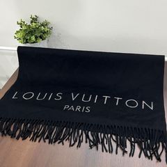 [冬のお供に]ルイヴィトン カシミヤストール マフラー ブラック ロゴ ショール LOUISVUITTON レディース メンズ