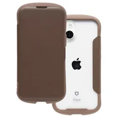 iFace Reflection iPhone 14/13 ケース 手帳型 クリアケース (ブラウン)【 アイフェイス スマホケース 耐衝撃 iPhone13 アイフォン14 アイフォン13 手帳 ダイアリーケース カード収納 ポリカーボネート 】