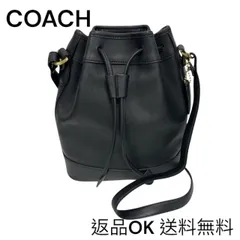 COACH オールドコーチ 巾着ショルダーバッグ 黒　レザー　上品✨　【6】 USA製 COACH オールドコーチ ブラック 巾着 ショルダー バッグ