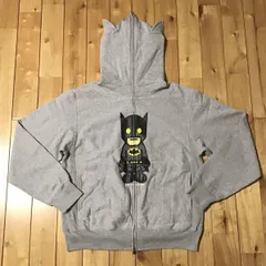BAPE × DC Comics Batman full zip hoodie Light Gray A Bathing
