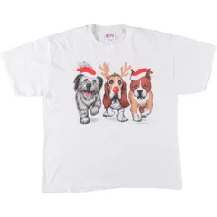 古着 90年代 ヘインズ Hanes HEAVYWEIGHT 50/50 犬柄 アニマルTシャツ USA製 メンズL相当 ヴィンテージ/eaa562068のサムネイル