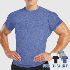 ドライTシャツ 半袖 トップス 未使用 吸汗速乾 ストレッチ Uネック メンズ 夏 無地 通勤 ゴルフウェア フィットネス トレーニングウェア インナーシャツ dongfei39