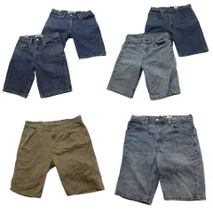 古着卸 まとめ売り リーバイス 505 デニム ショートパンツ 6枚セット (メンズ 33 /32 /31 /30 ) インディゴブルー ベージュ 古着 NB5132