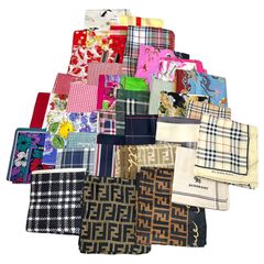 BURBERRY(バーバリー) ブランド ミックス ハンカチ セット 34点 BURBERRY11点 /RALPH LAUREN 7点 / DIOR 2点 / FENDI 3点 / Yves Saint Laurent 4点 / その他 7点 大量 まとめ