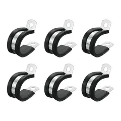 uxcell 7/8インチ(22mm) ケーブルクランプ 304ステンレススチールラバークッション絶縁クランプR形金属クランプチューブホルダーパイプホースワイヤーコード取り付け用6個