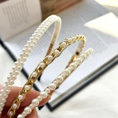 新品 未使用 パールカチューシャ 上品 カチューシャ パール 3点セット アクセサリー