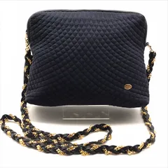 良品 BALLY バリー キルティング レザー チェーン ショルダー バッグ ネイビー ブランド レディース k4733