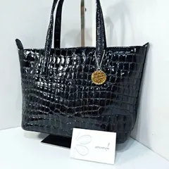 コッコフィオーレ COCCO FIORE クロコ型押し ハンドバッグ パテントレザー エナメル 手提げ ブラック 5388772e20250709