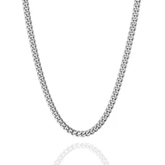 【新品】 [swars] ネックレス メンズ 喜平 チェーン 6面カット 金属アレルギー対応 ステンレス (5mm シルバー, 55) 0