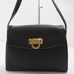 2506-33 ダニエル ショルダーバッグ 美品 Daniel Hopenand レザー製 ブラック 金金具 フラップ