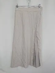 ◇ Θ nano universe 切り替えデザイン プリーツ加工 ロング丈 フレア スカート サイズ38 ベージュ系 レディース E  【1409240041887】