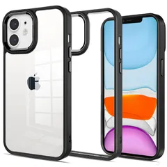 iPhone 11 用 ケース カバー 背面クリア 耐衝撃 滑り止め 指紋防止 米軍MIL規格 黄変防止 ストラップホール付き ワイヤレス充電対応 スマホケース あいふぉん 11 ケース アイフォン 11 PinLiSheng (ブラック iPhone11