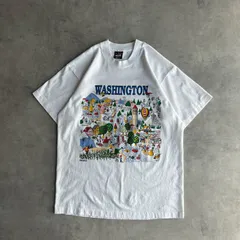 90s/FRUIT OF THE LOOM/フルーツオブザルーム/半袖Tシャツ/USA製/アメリカ製/スーベニアプリント/コミカルマップ/ホワイト/白/L/jmaple