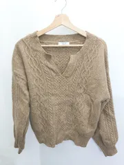 ◇ ⊇ ROSE BUD ローズバッド ウール ケーブル風 長袖 ニット セーター サイズF ブラウン レディース P  【1409250003882】