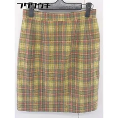◇ Aylesbury アリスバーリー バックジップ チェック スリット 膝丈 台形 スカート イエロー マルチ レディース  【中古】 【1108230010284】