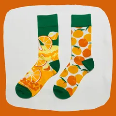 オレンジとみかんとジュース クルーソックス #197 左右非対称