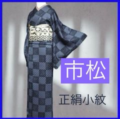 ゆめsaku 夏着物 正絹 紗紬 蜻蛉 勝ち虫 仕付 手縫い 夏大島紬 P304