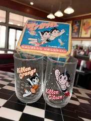 リボンシトロン&リボンオレンジ グラス 2個セット昭和レトログラス非売品鉄腕アトム    YN25G(T)37
