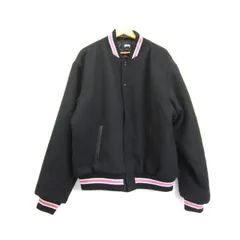 STUSSY  ウールバーシティジャケット  刺繍ロゴ　黒白　M STUSSY ウールバーシティジャケット 刺繍ロゴ黒白M