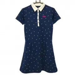 キャロウェイ 半袖ポロワンピース ネイビー×白 ティー柄  レディース M ゴルフウェア Callaway