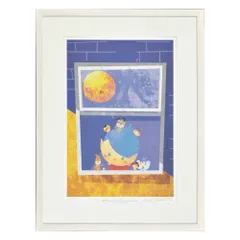 絵画 月に願いを(大全紙) はりたつお ベム x HUTCH インテリア 妖怪人間ベム みなしごハッチ コラボ アート かわいい 額入り プレゼント 部屋 飾る アートフレーム ギフト 壁飾り 癒し 額装済 フレーム付 新築 結婚御祝 3Lサイズ 