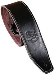 Laquest ラクエスト レザー ギター ストラップ 牛革 アコースティック エレキ ベース 本革ストラップ( ブラック)