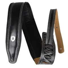 Soldier ソルジャー ギターストラップ STP-GL-024 黒色 皮革 クッションタイプ 頑丈で耐久性