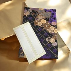 西陣織 御朱印帳 扇柄 紫