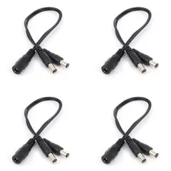 【迅速発送】LOYELEY DC電源ケーブル 4個セット 2分岐ケーブル 外径5.5mm 内径2.1mm 1メスー2オススプリッタケーブル 防犯カメラ用 LEDテープライト用 CCTVカメラ用 長さ20cm ブラック